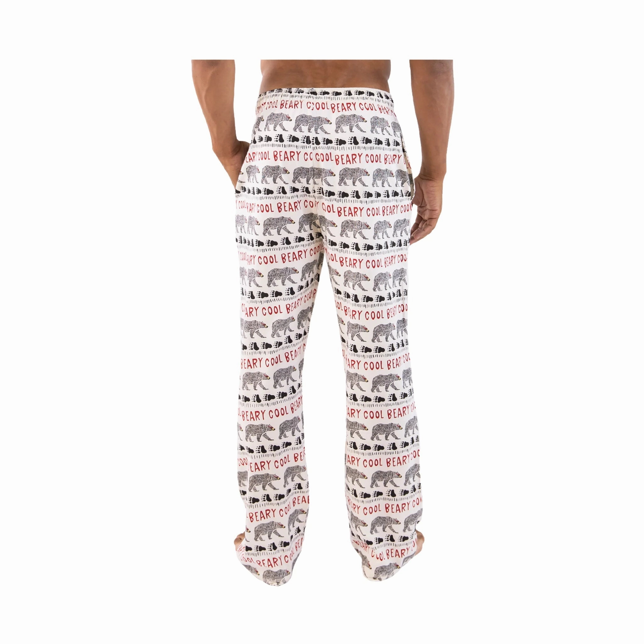Lazy One Men's Beary Cool PJ Pant - White High Quality Material Flatlock Seams