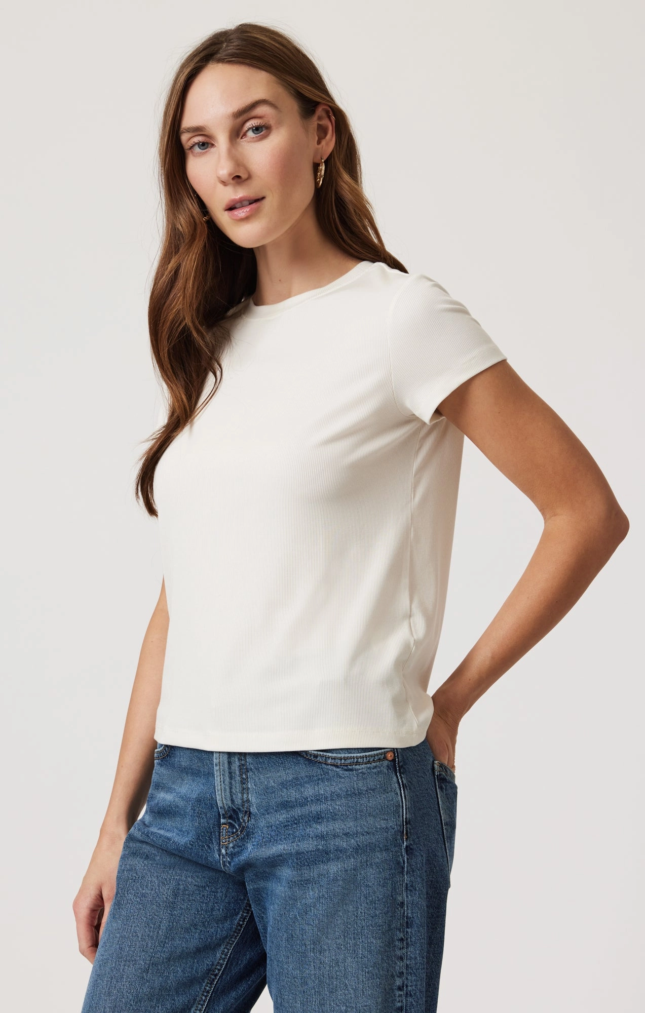 LUXE TOUCH TENCEL? RIBBED T-SHIRT IN COCONUT MILK cycling outfit Casual Comfort Fit