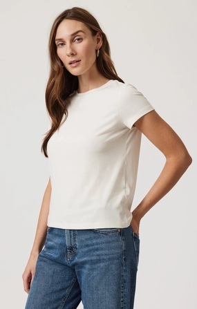 LUXE TOUCH TENCEL? RIBBED T-SHIRT IN COCONUT MILK cycling outfit Casual Comfort Fit
