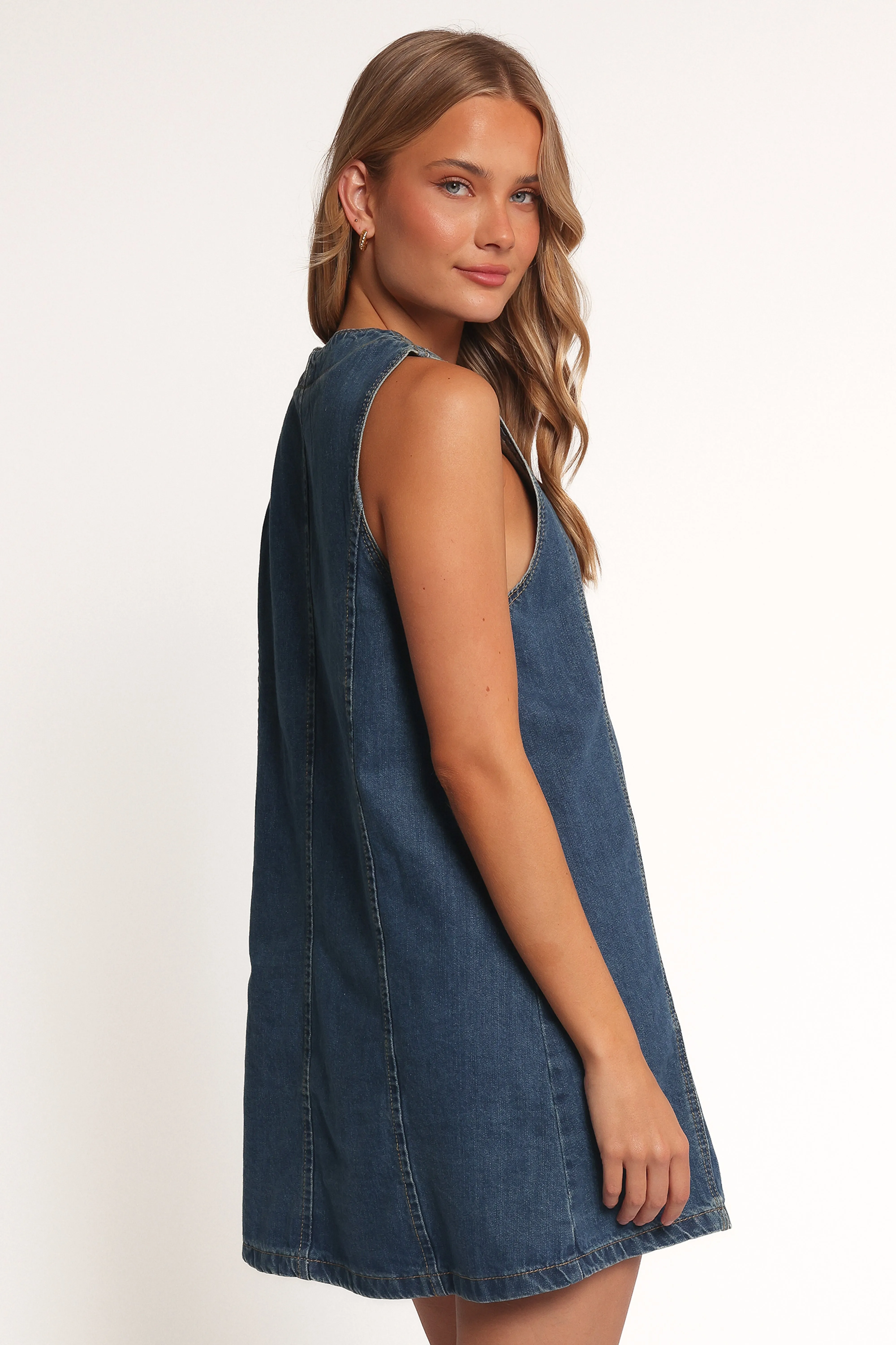 Bold colors Anti-bacterial Dawson Mini Dress - Indigo Denim
