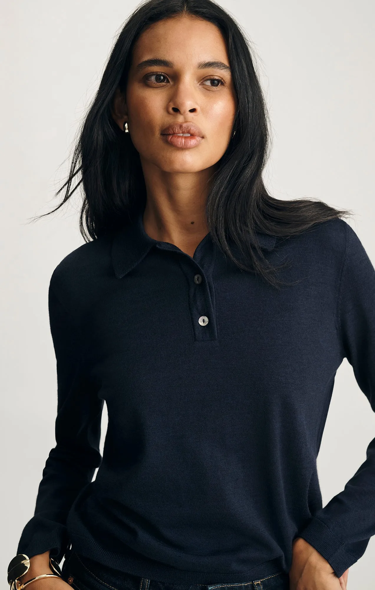 Warm Outfit EDITION WOOL POLO SWEATER IN NAVY BLAZER