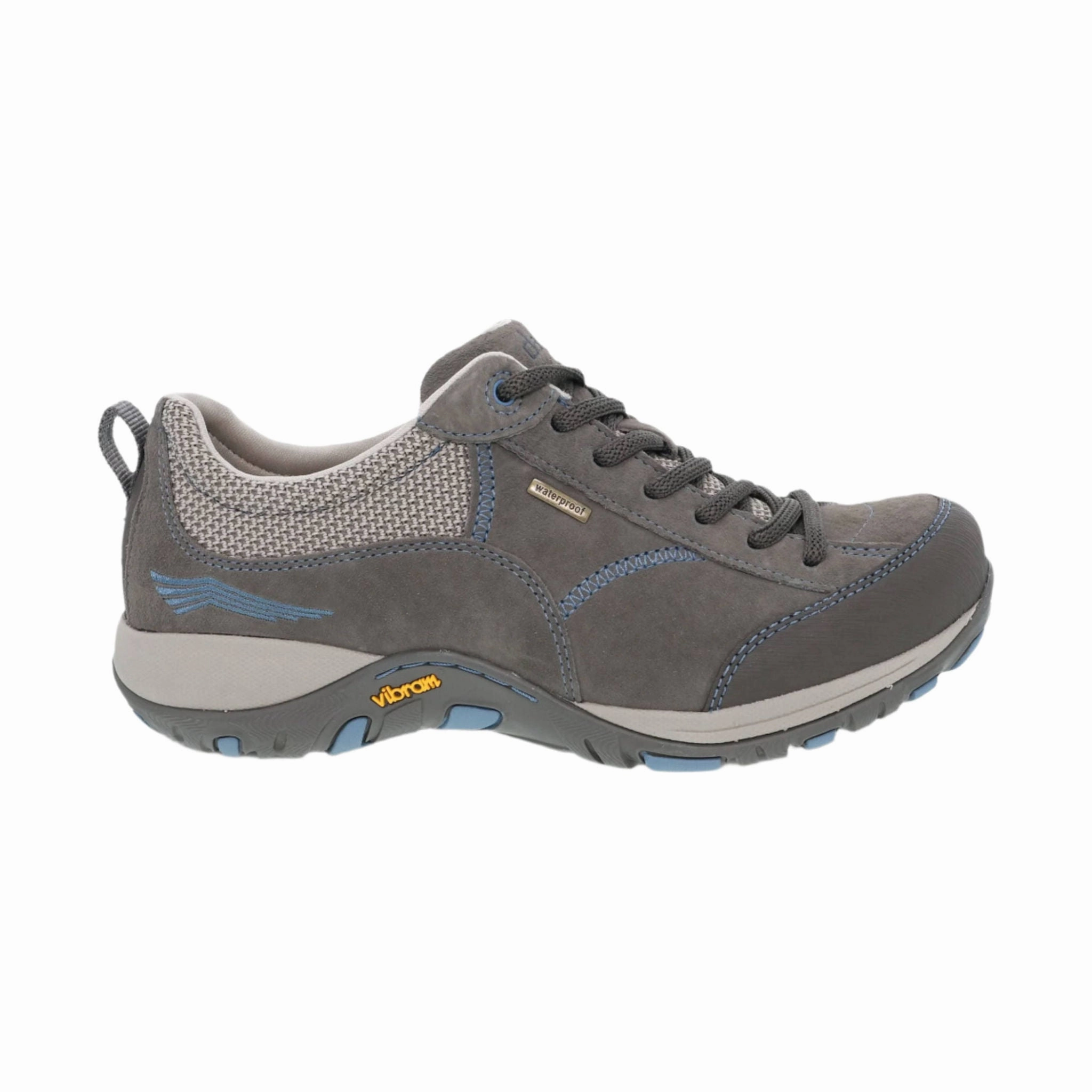 Dansko Women's Paisley Waterproof Sneaker - Grey/Blue Suede Hiking Light Waterproof Barrier Tech