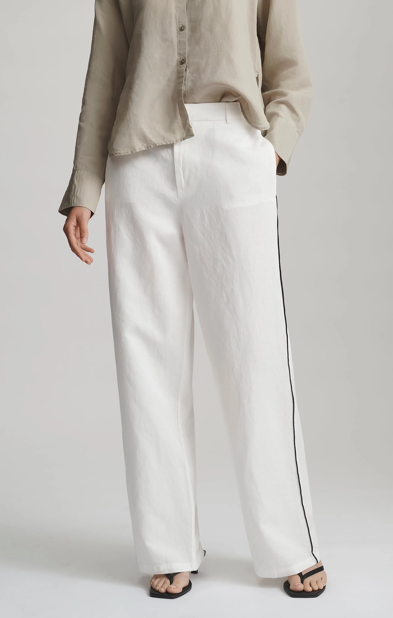 SustainableManufacturing Comfortable Look WIDE LEG TENCEL? PANTS IN COCONUT MILK