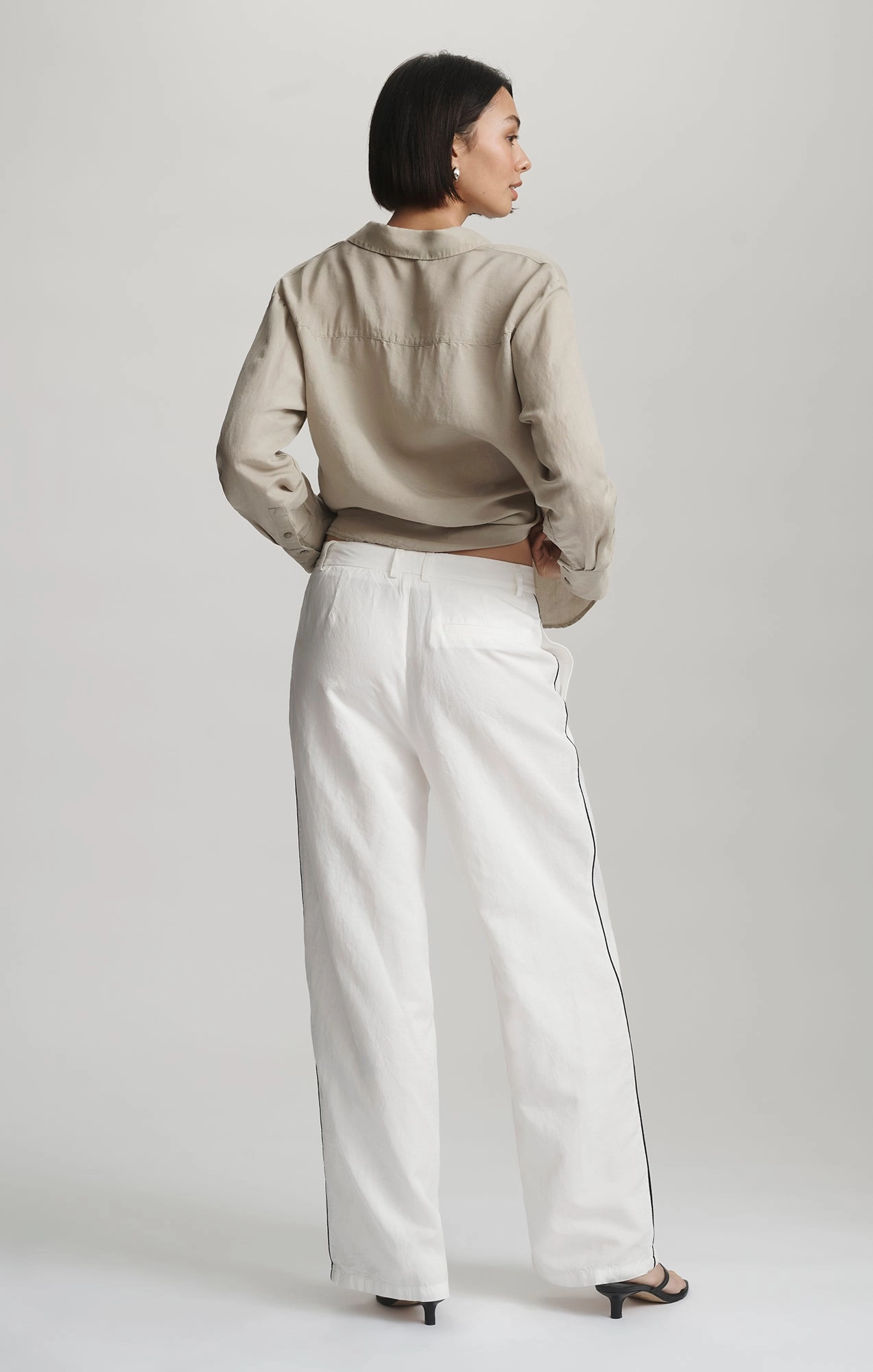 RecyclablePackaging Loose Design WIDE LEG TENCEL? PANTS IN COCONUT MILK