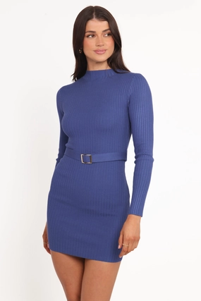 Wilda Long Sleeve Mini Dress - Navy Radiant Mood Farm Air