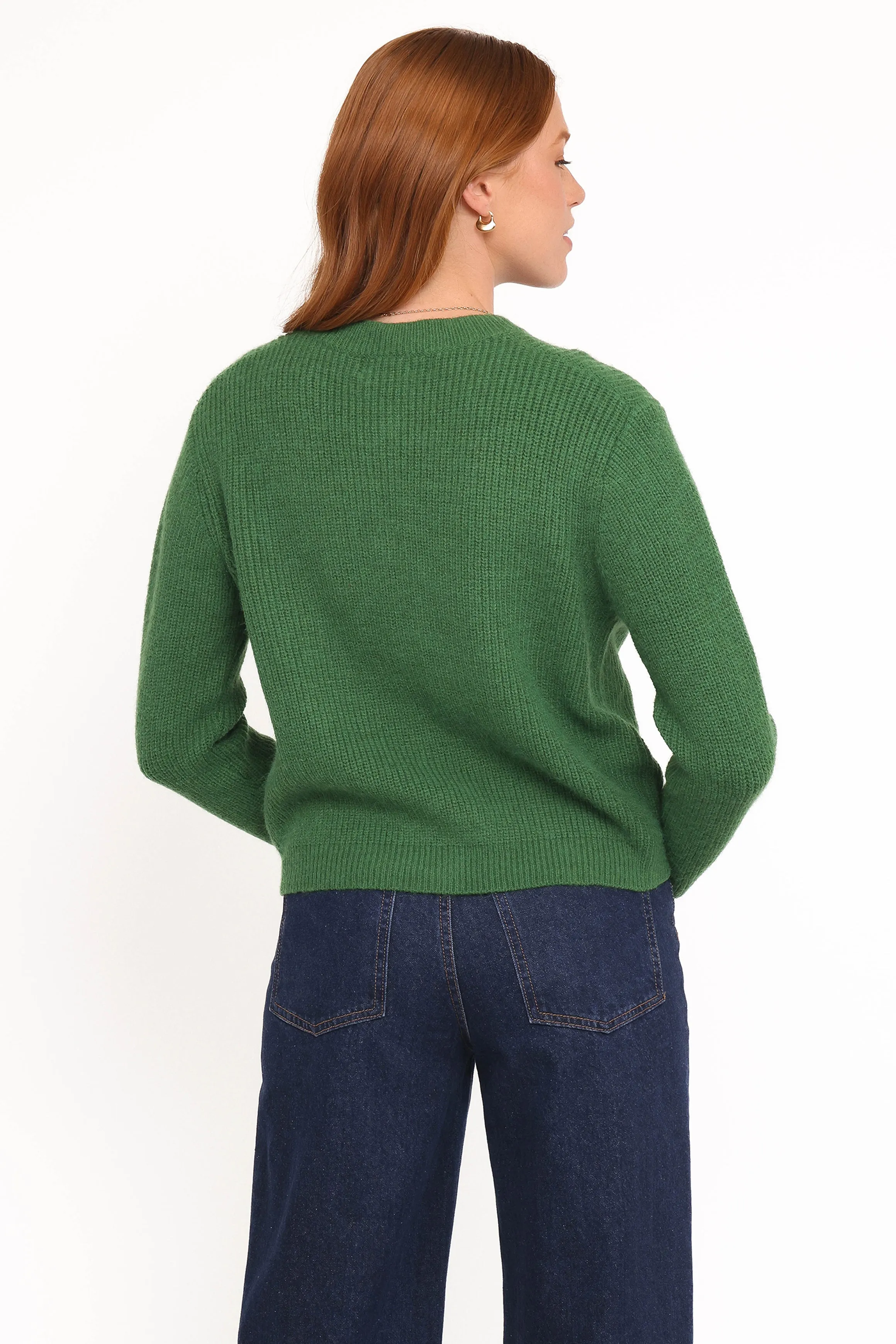 AntiStatic Coating Circular Knit Wilde Bow Front Cardigan - Green