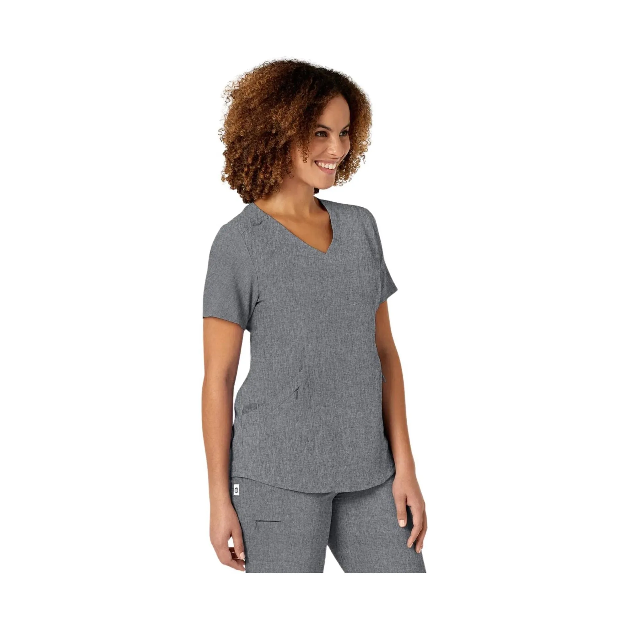 Wink Women's Renew V Neck Scrub Top - Grey Heather NonRestrictive VersatileLayering