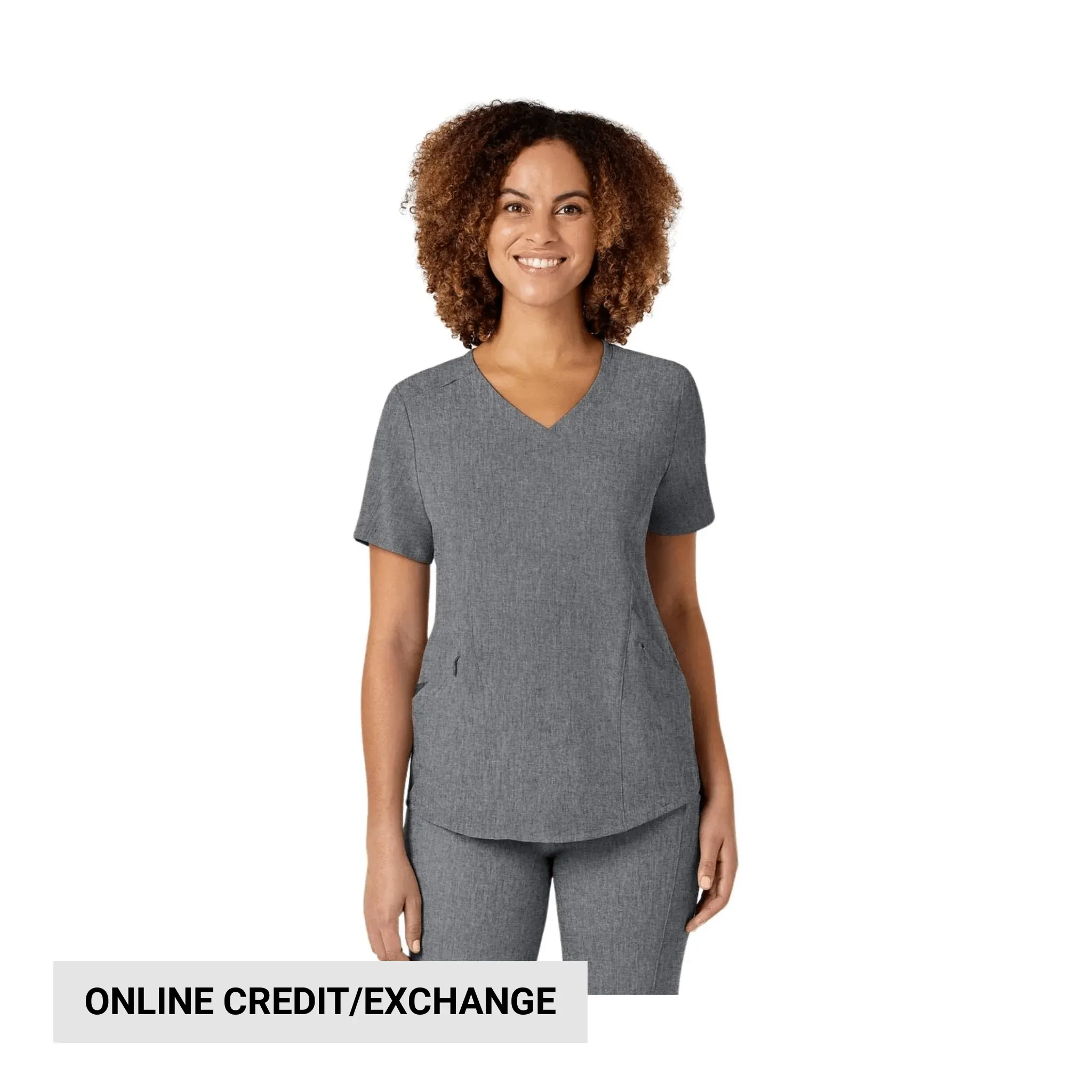 Wink Women's Renew V Neck Scrub Top - Grey Heather NoSlip Grip