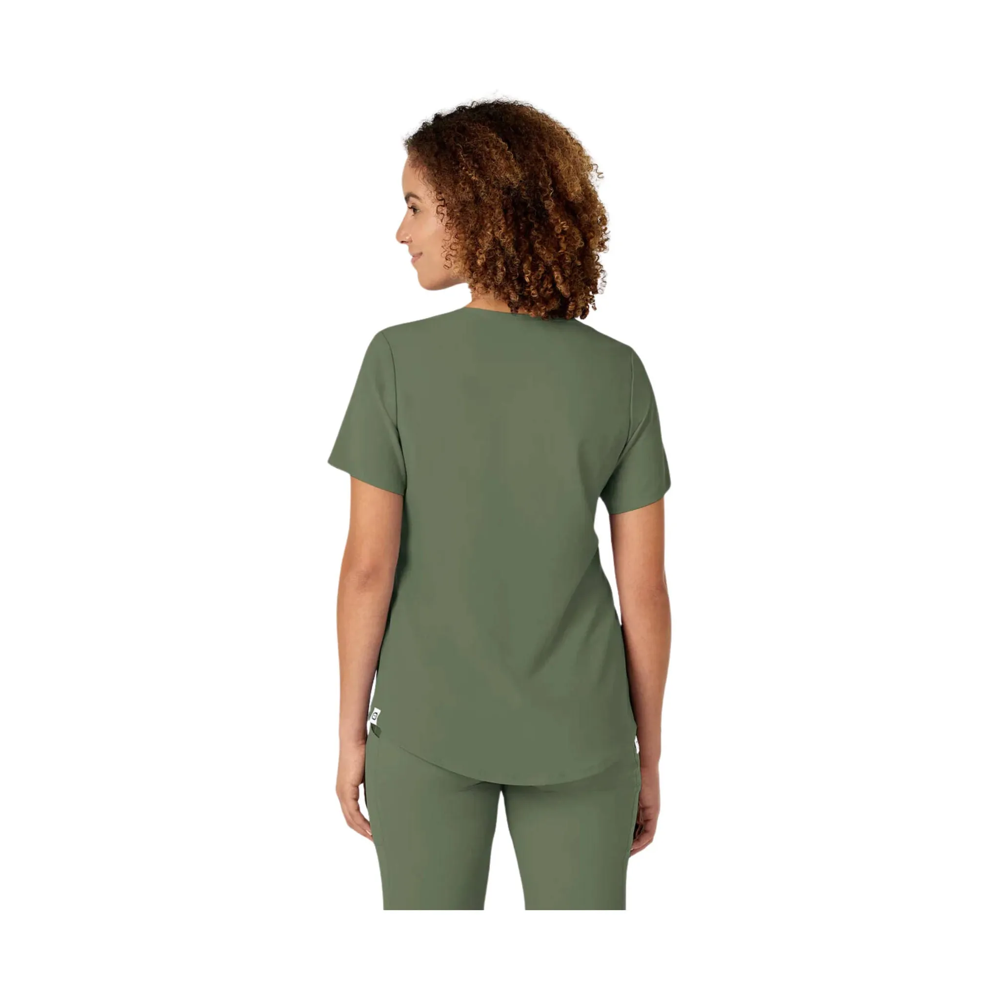 Wink Women's Renew V Neck Scrub Top - Olive NonSlip Grip Tape Adjustable Collar System