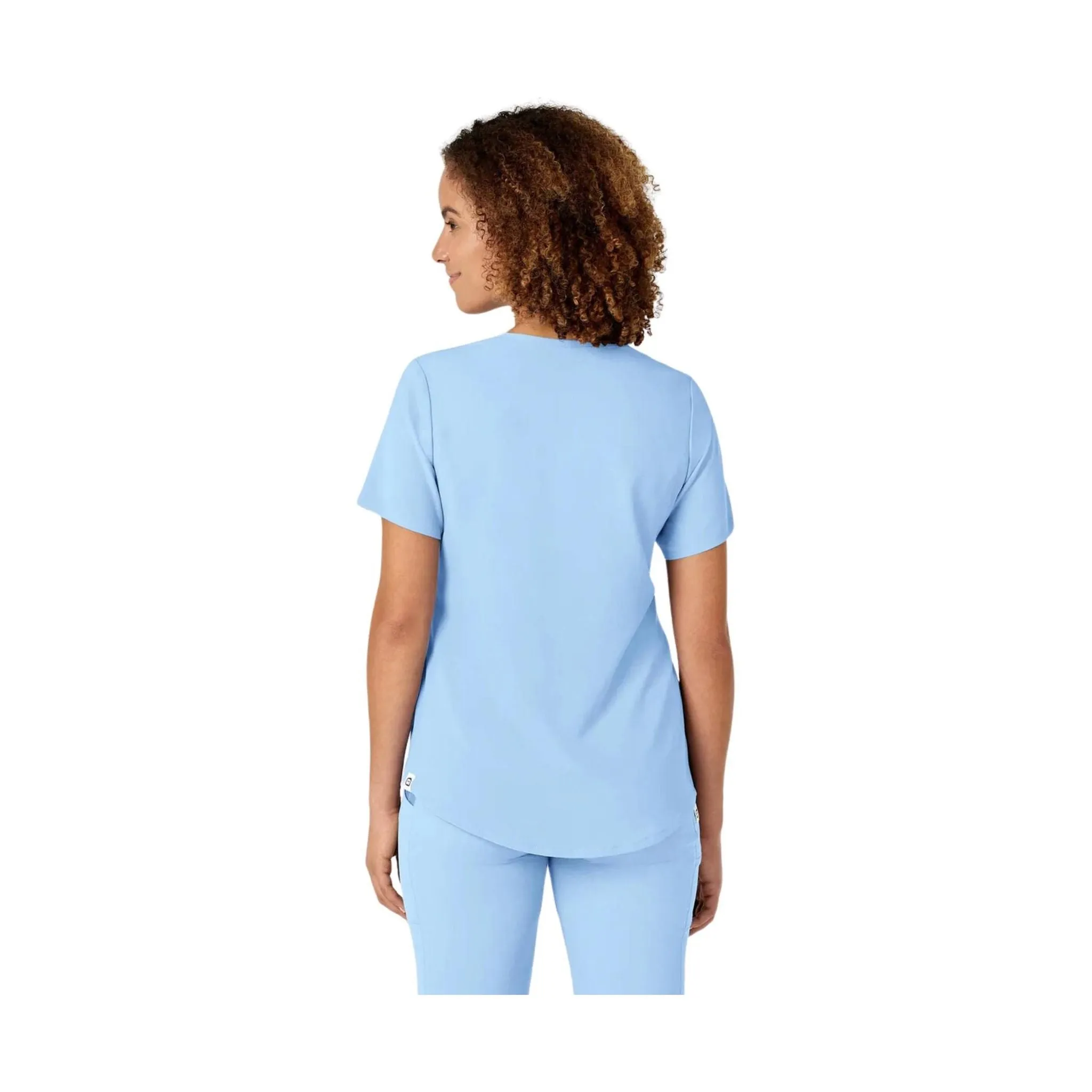 RibbedTexture Layered Panel Design Wink Women's Renew V Neck Scrub Top - Powder Blue