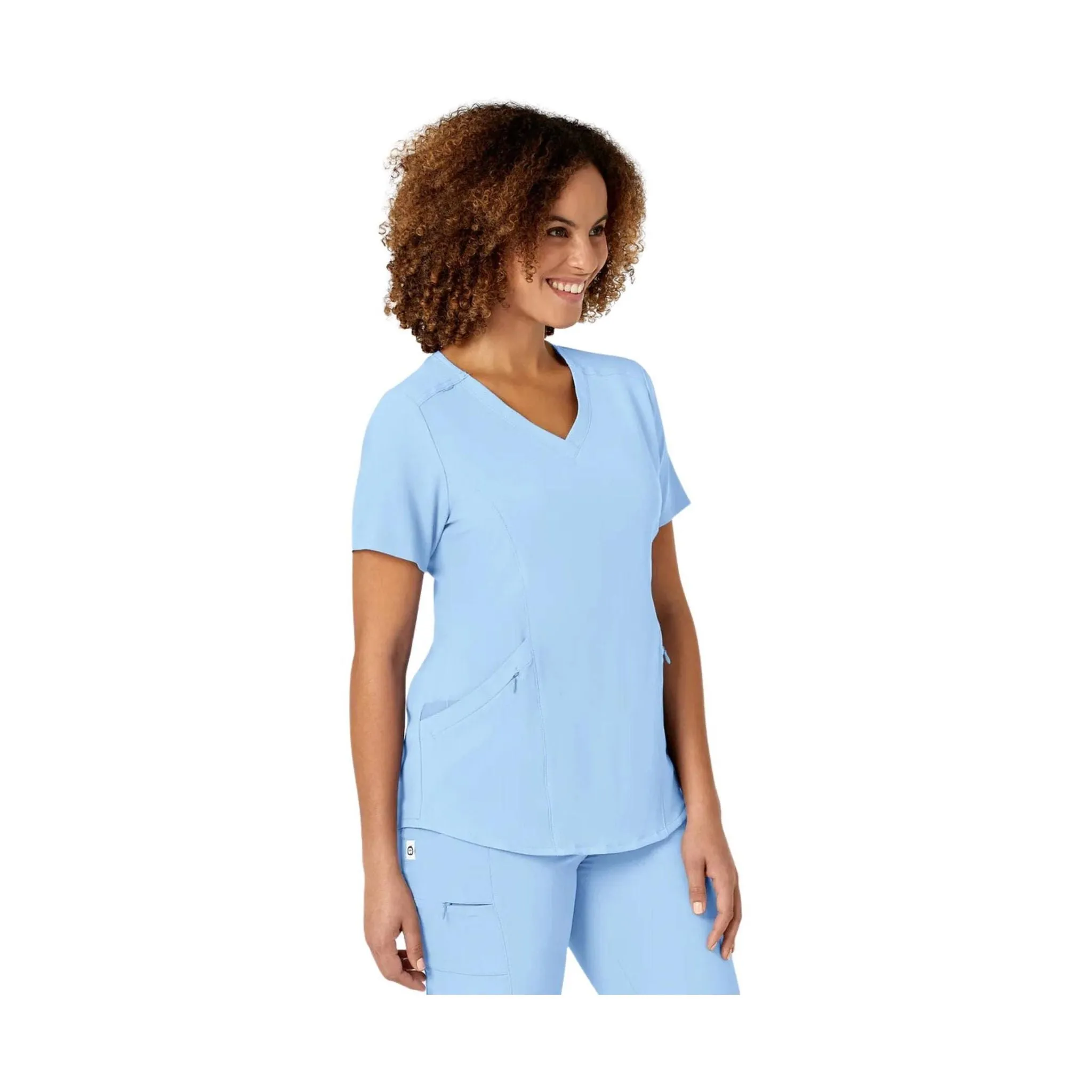 AntiSnagYarnProcessing Wink Women's Renew V Neck Scrub Top - Powder Blue