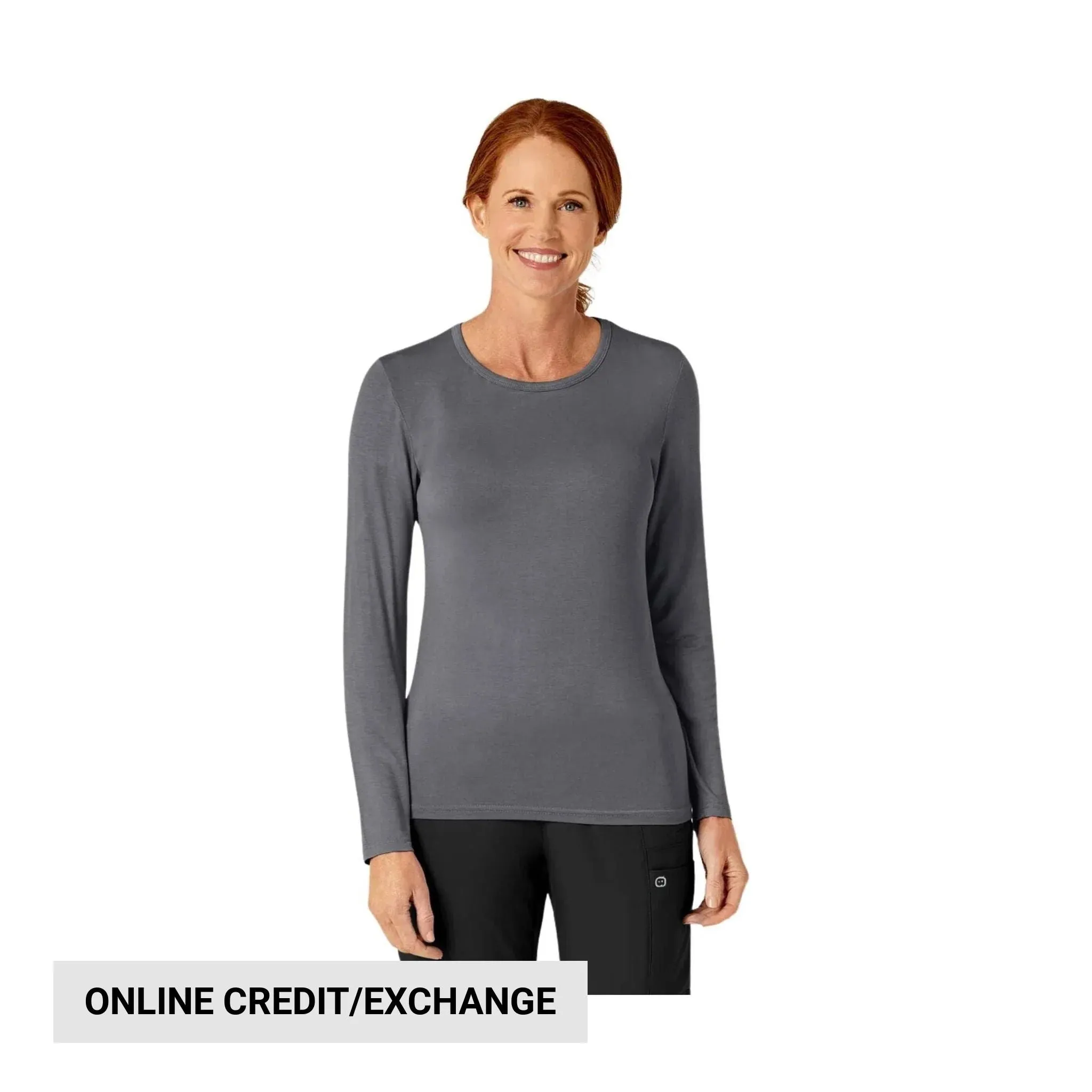 Wink Women's Silky Long Sleeve Top - Pewter Practical Wear