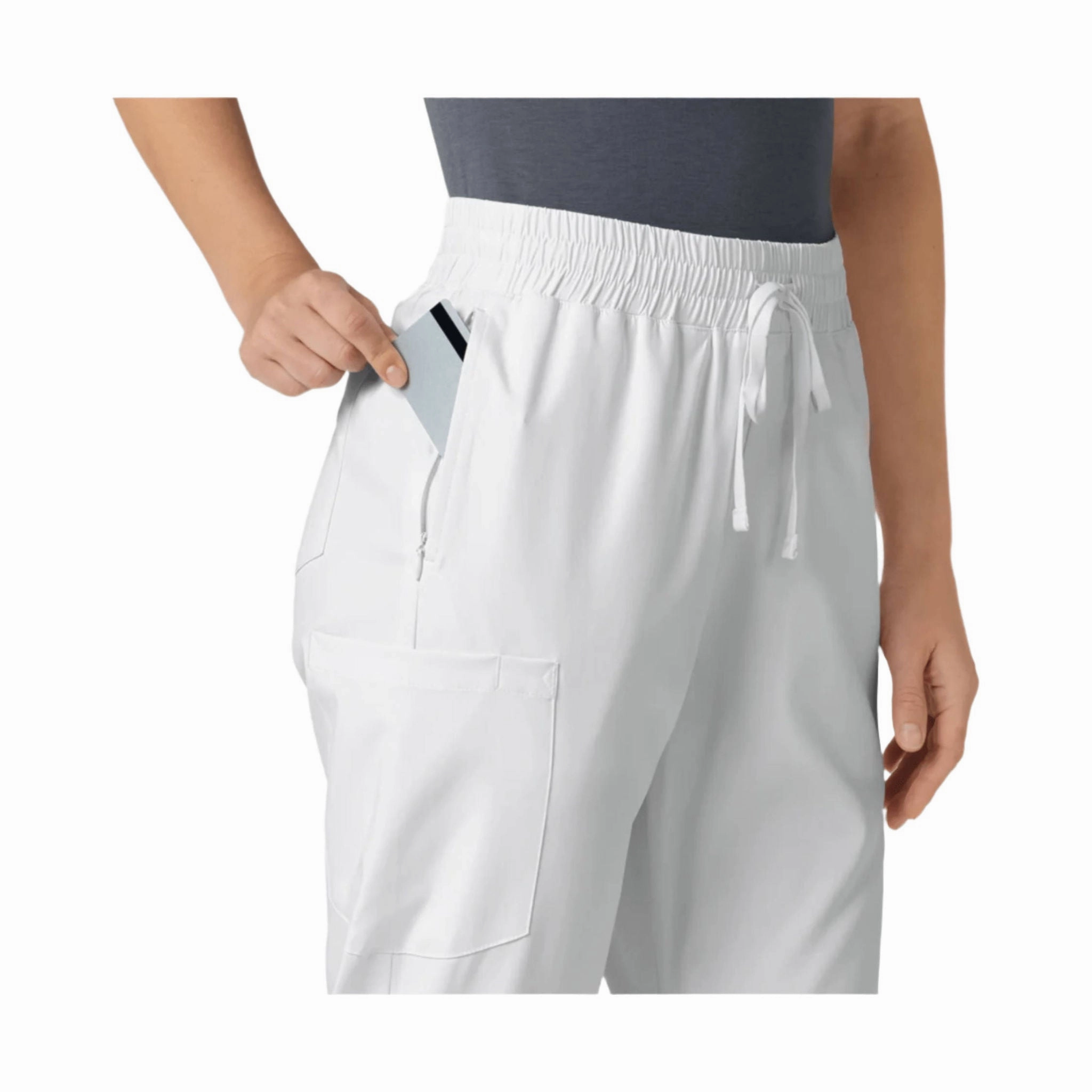 Wink Women's Boundless Bootcut Scrub Pant - White Low-rise style