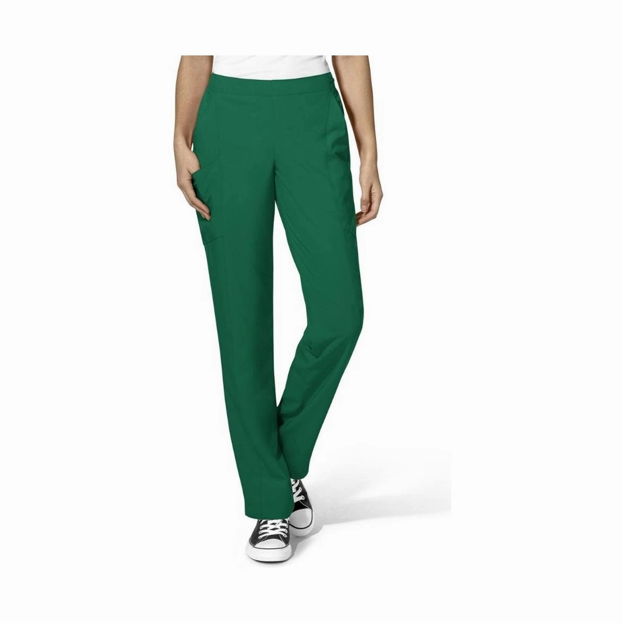 Wink Women's Flat Front Cargo Scrub Pant - Hunter Green Stay Comfortable Corduroy texture