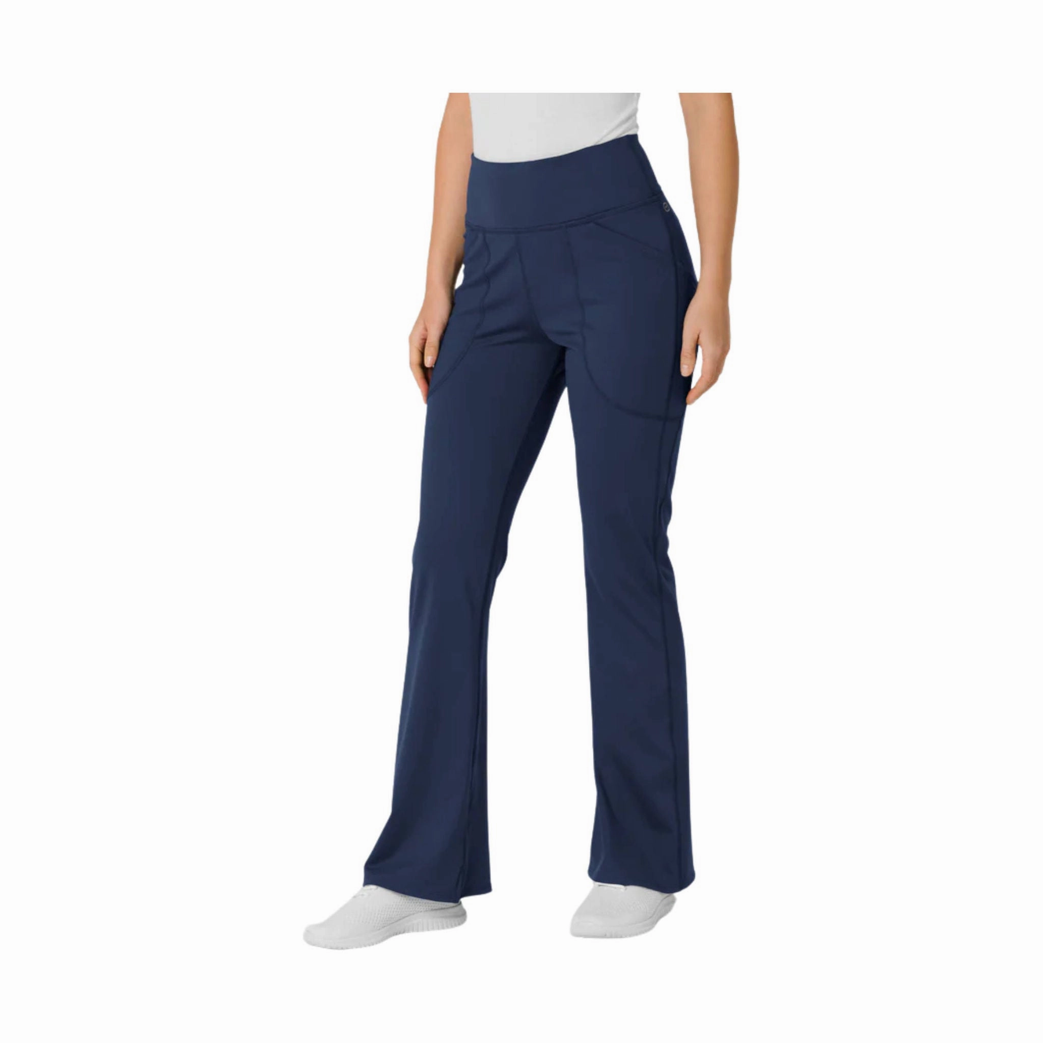 Wink Women's Knit Flare Yoga Scrub Pant - Navy Neutral Look Layered Wear