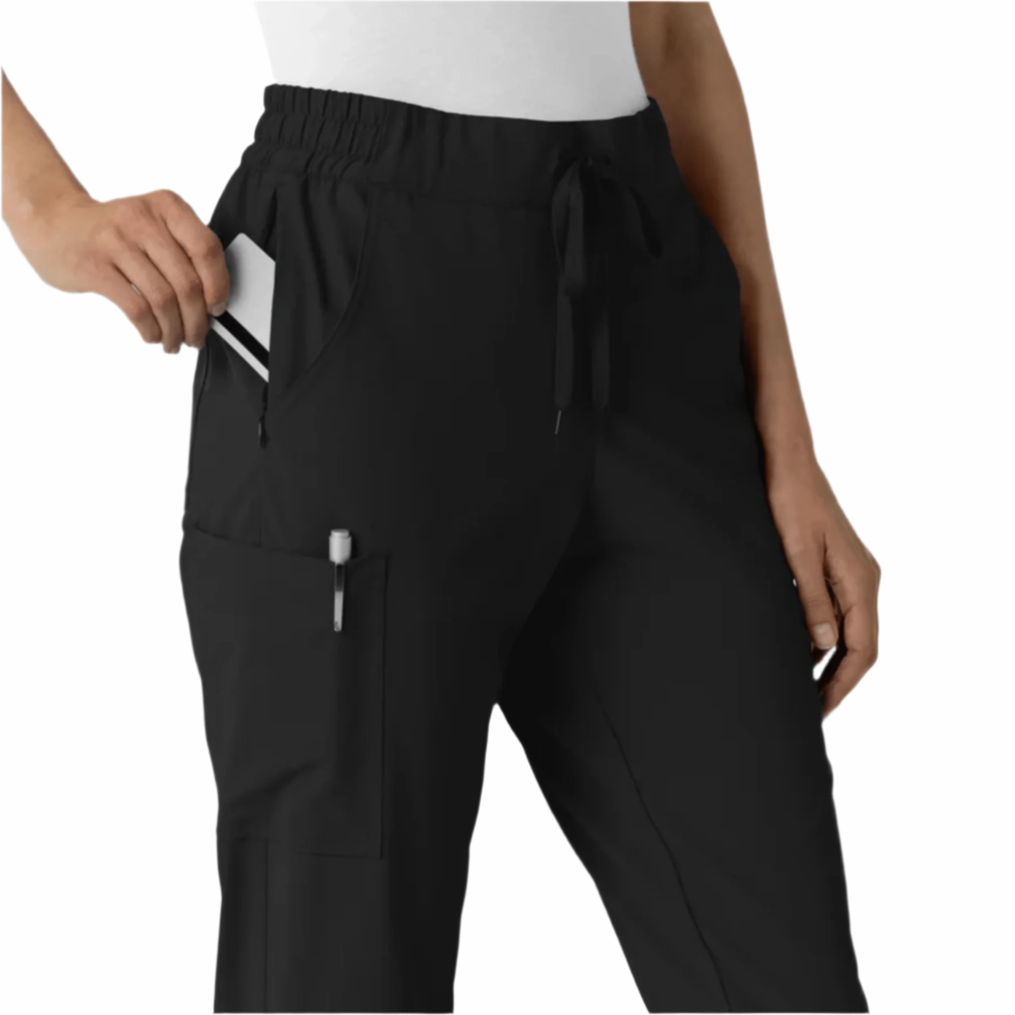 Wink Women's Renew Jogger Scrub Pant - Black SecureZipperClosures Reinforced Stress Points