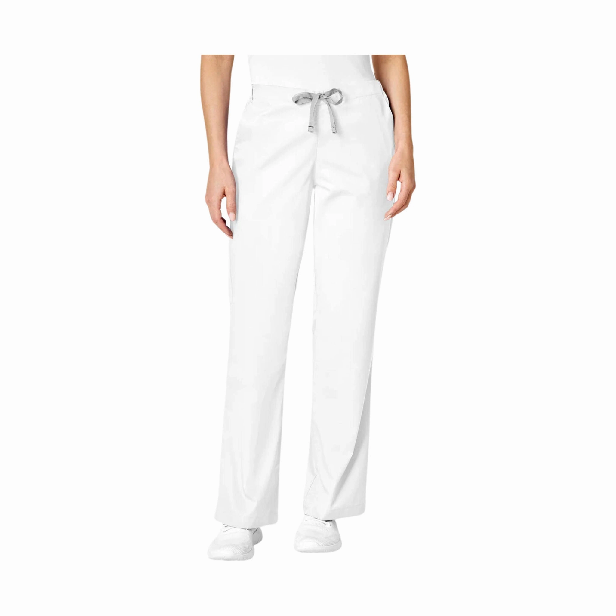 Timeless Utility Comfortable Movement Wink Women's Work Flare Leg Scrub Pant - White