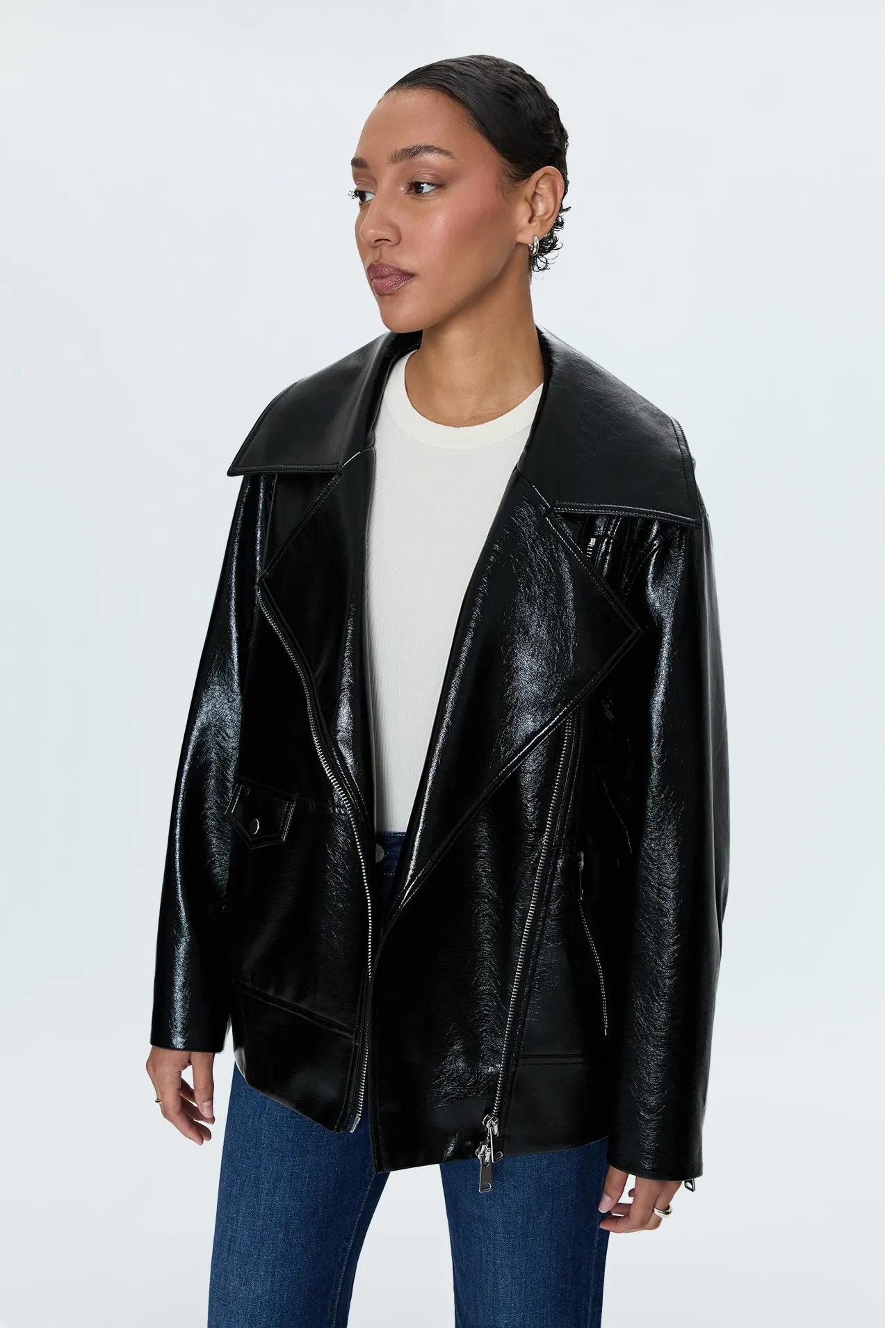 Winona Jacket - Black Vinyl Pre Shrunk Cotton Blend