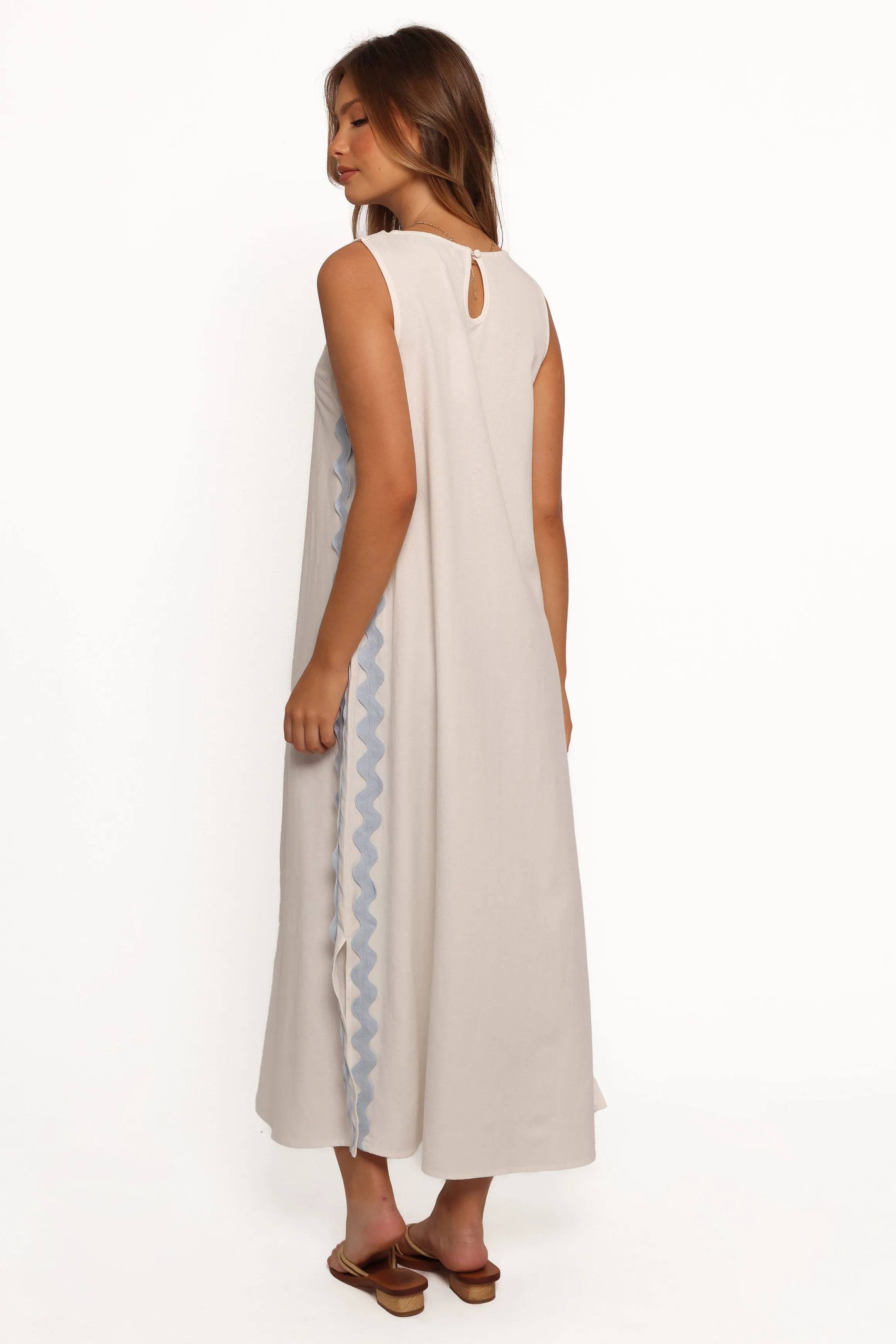 Saturated Hue Lennie Midi Dress - Cream Blue