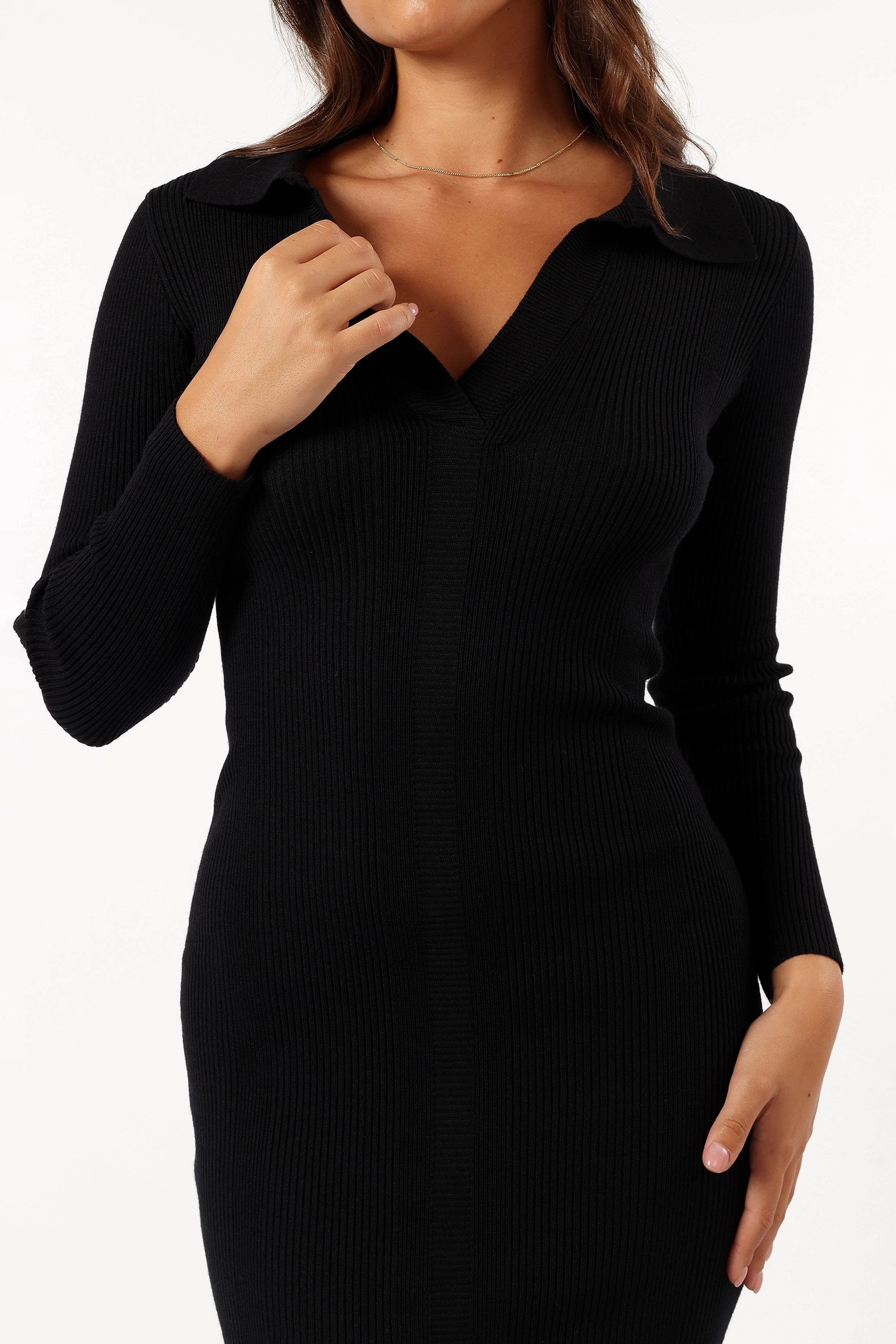 Travel Edge UV-Resistant Collins Long Sleeve Midi Dress - Black