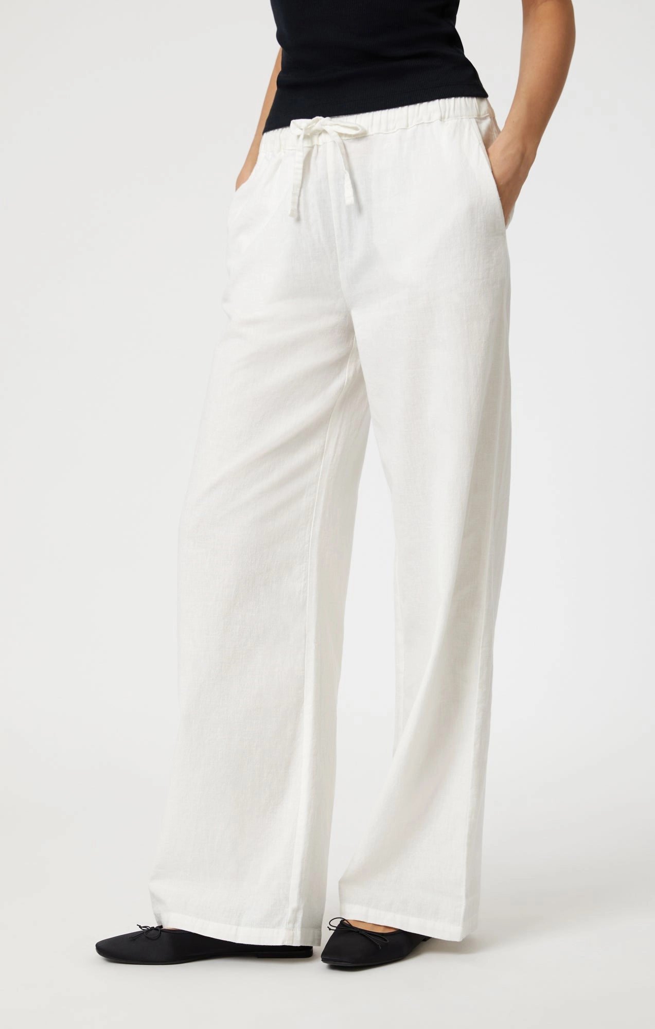 Quick Wear WOVEN LINEN PANTS IN WHITE