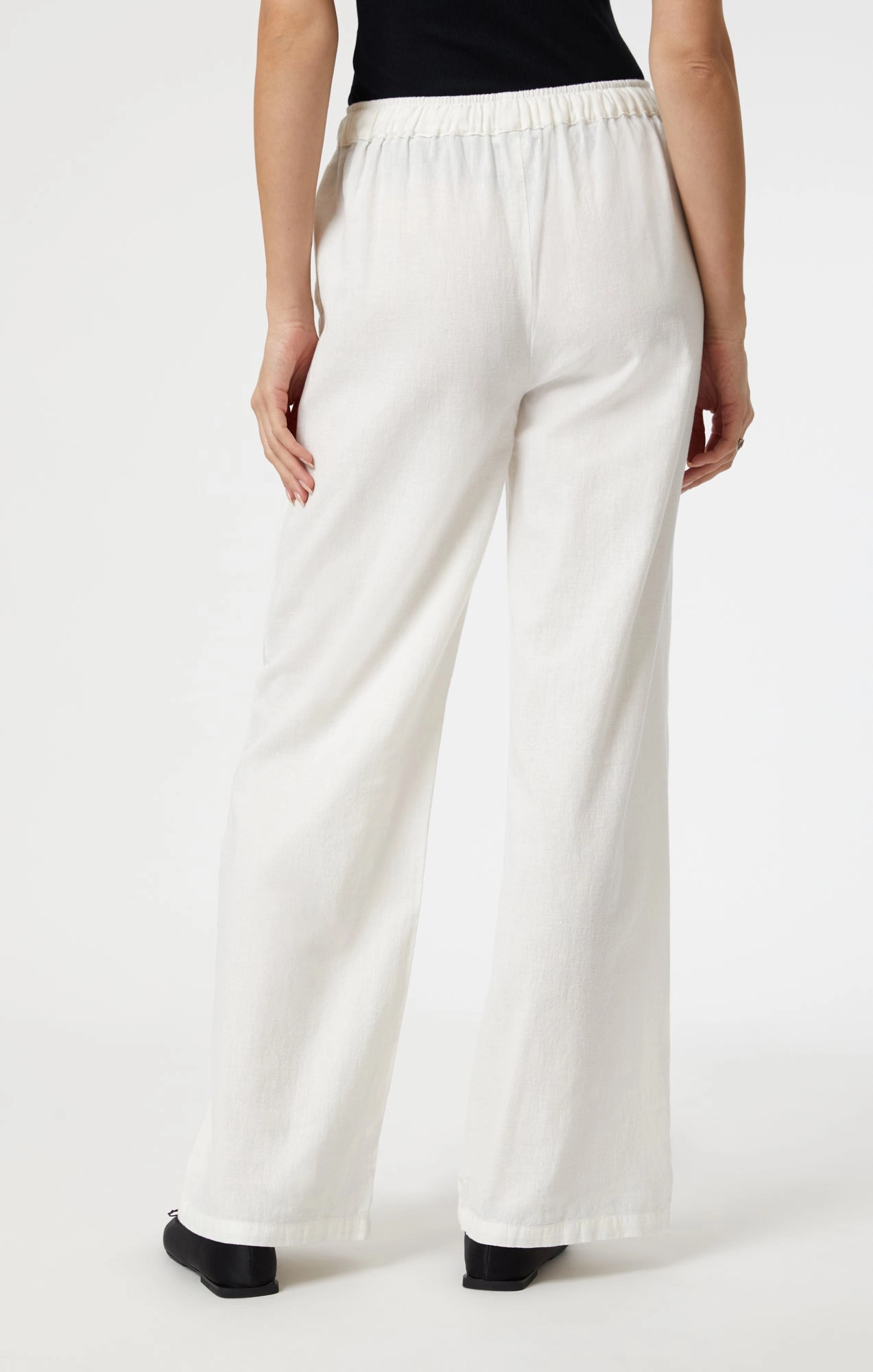 Low-rise style Smooth Fit Lining WOVEN LINEN PANTS IN WHITE