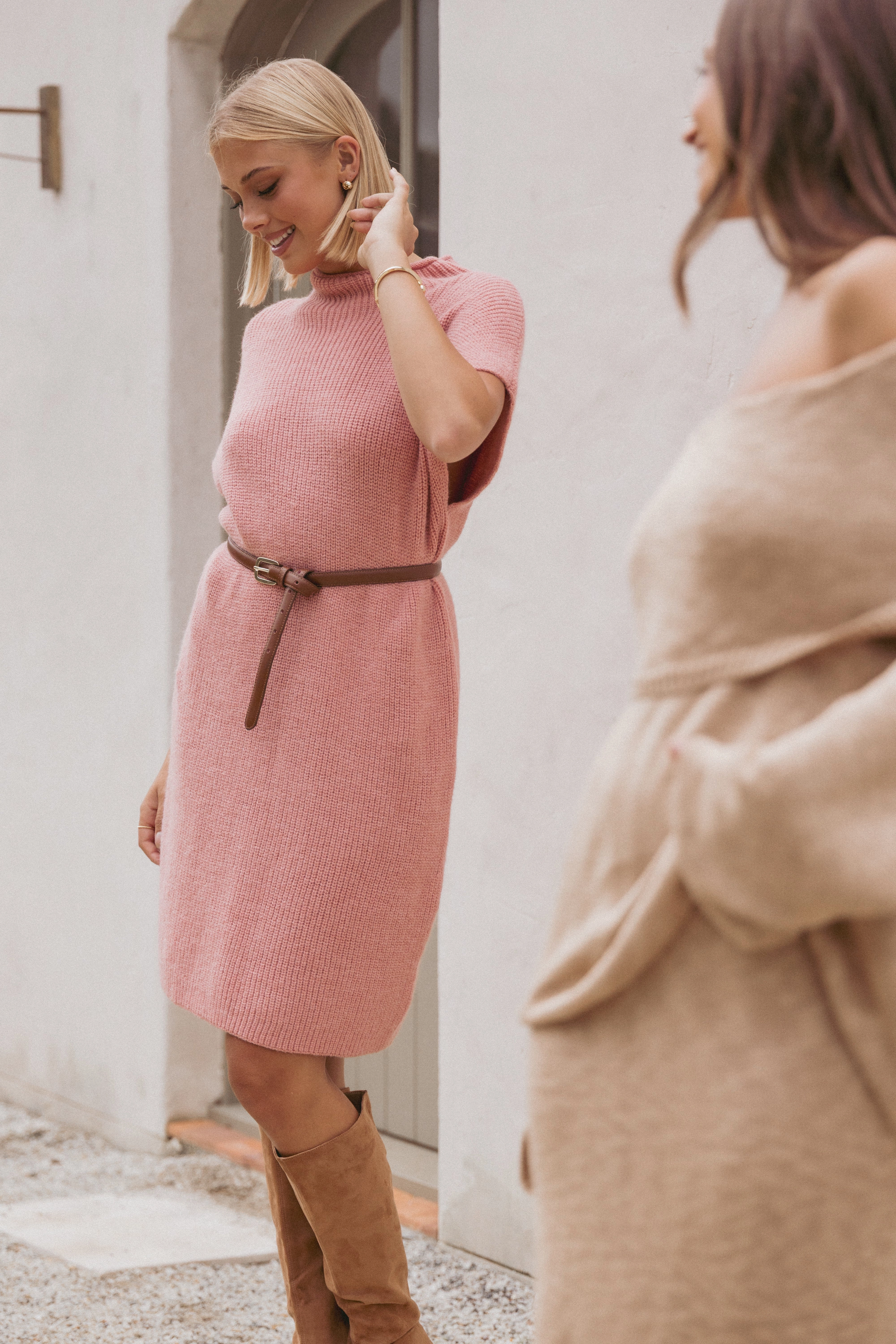 Wright Knit Mini Dress - Pink Sister Glow