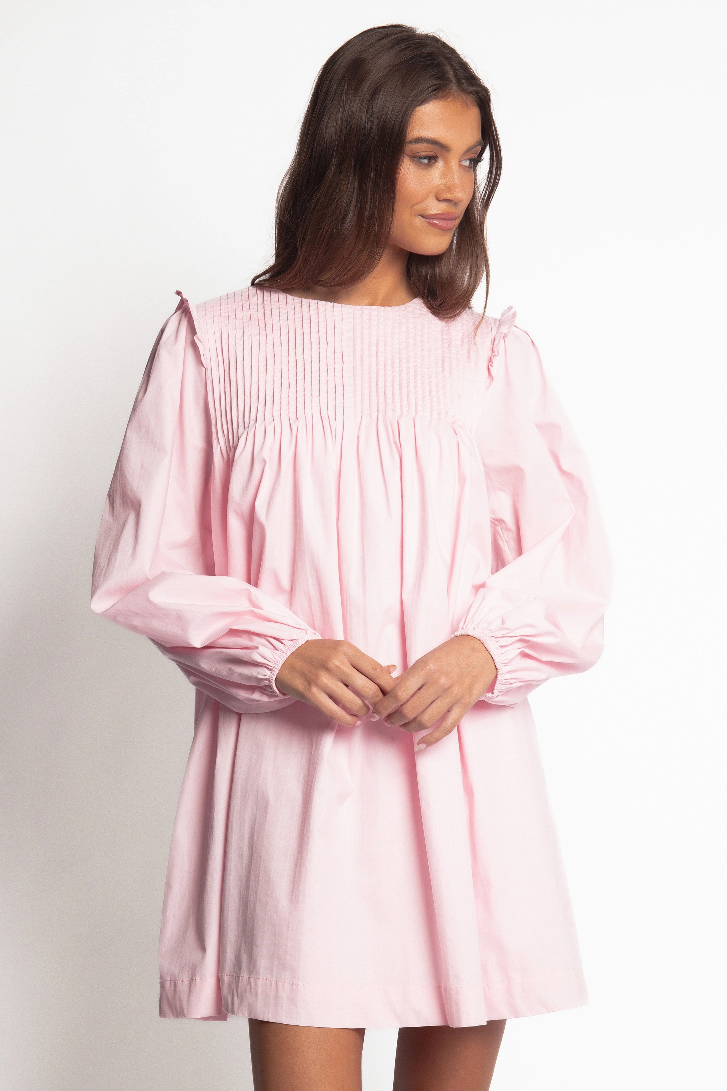 Wyatt Long Sleeve Mini Dress - Pink Charming Comfort