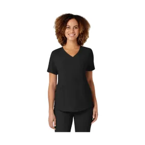 Unlined Design NonIrritating Seams Wink Women's Renew V Neck Scrub Top - Black