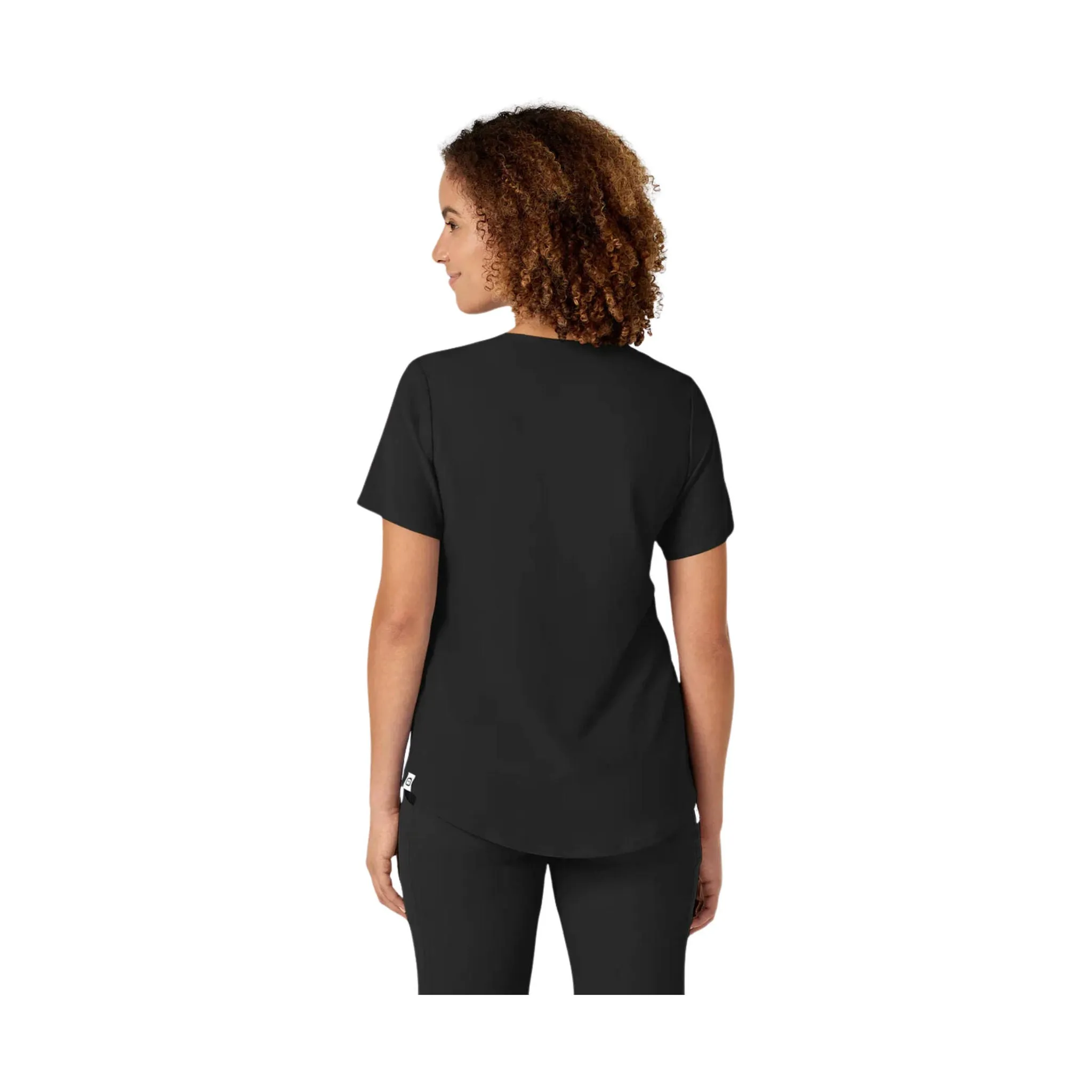 Wink Women's Renew V Neck Scrub Top - Black slim fit Warm Layer