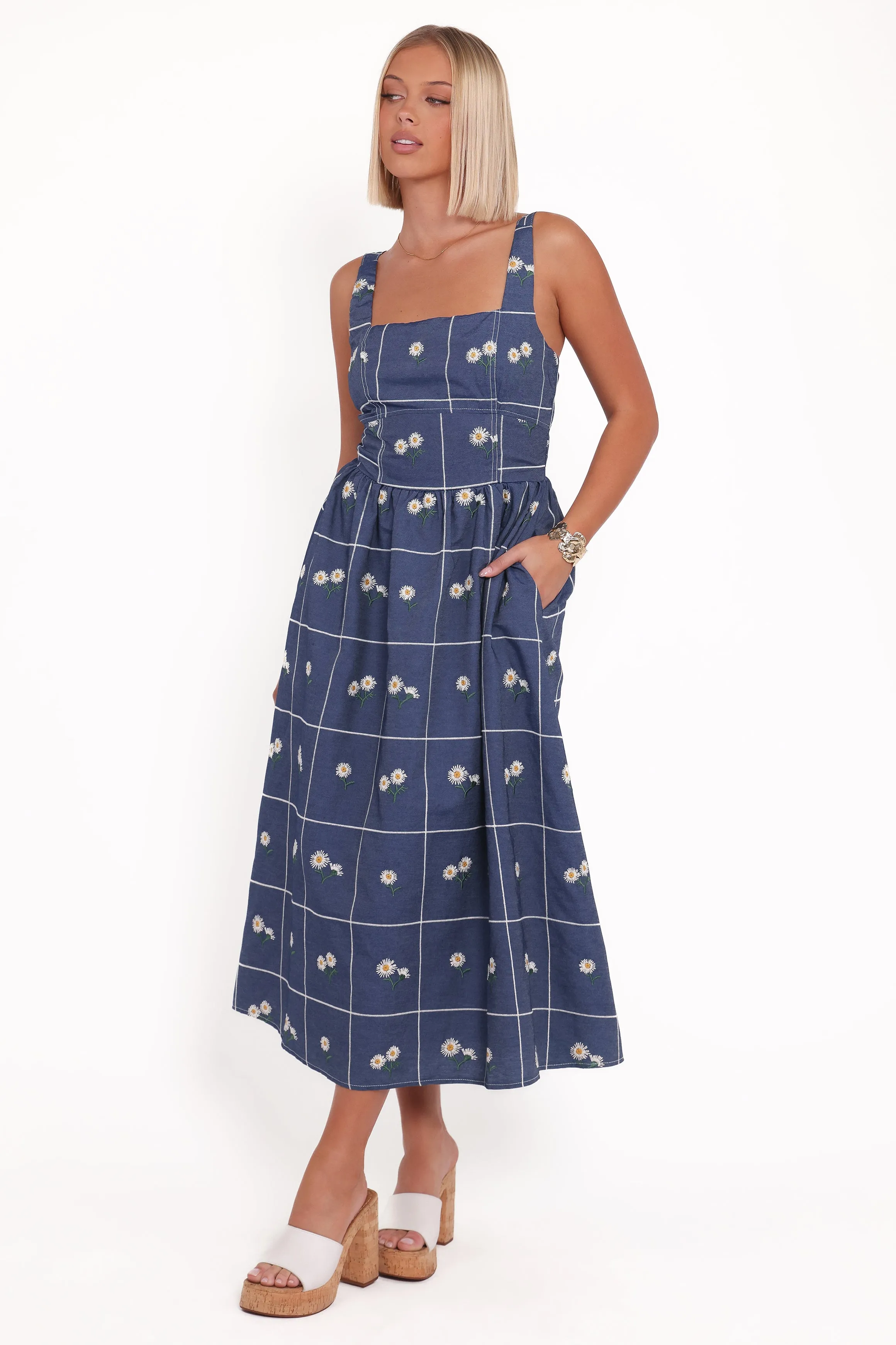 Olive Fresh Yolande Midi Dress - Blue Floral