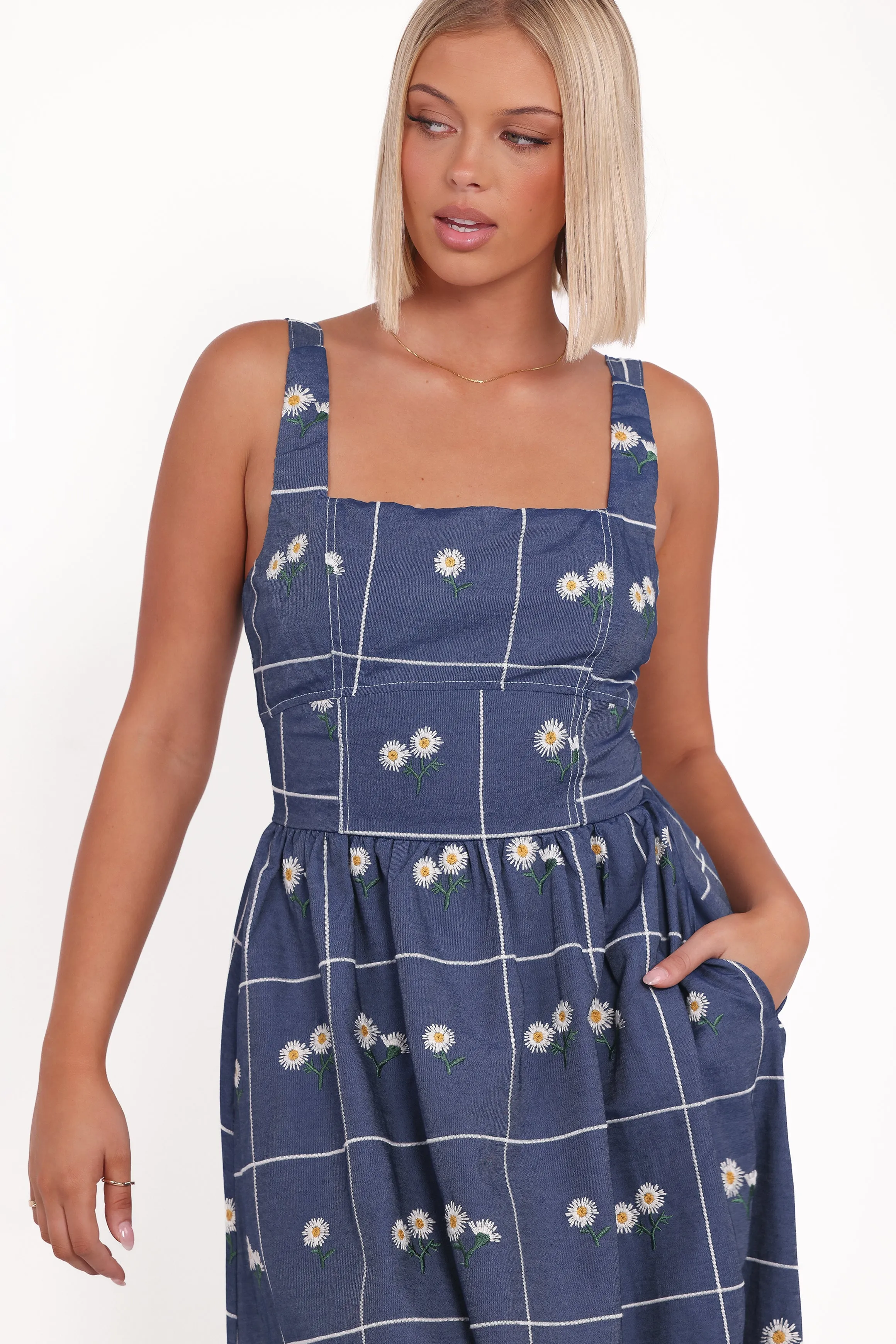 Yolande Midi Dress - Blue Floral Bold Look