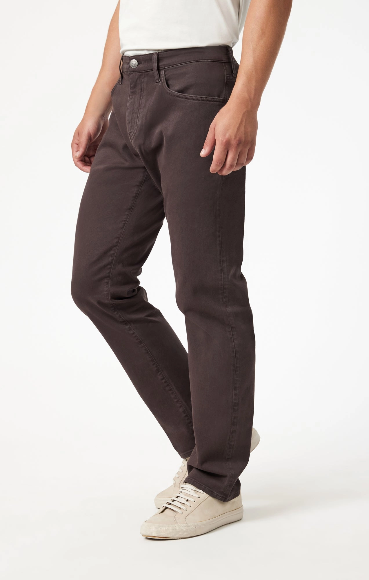 Stylish Layers Frayed hem ZACH STRAIGHT LEG IN COFFEE CASUAL TWILL