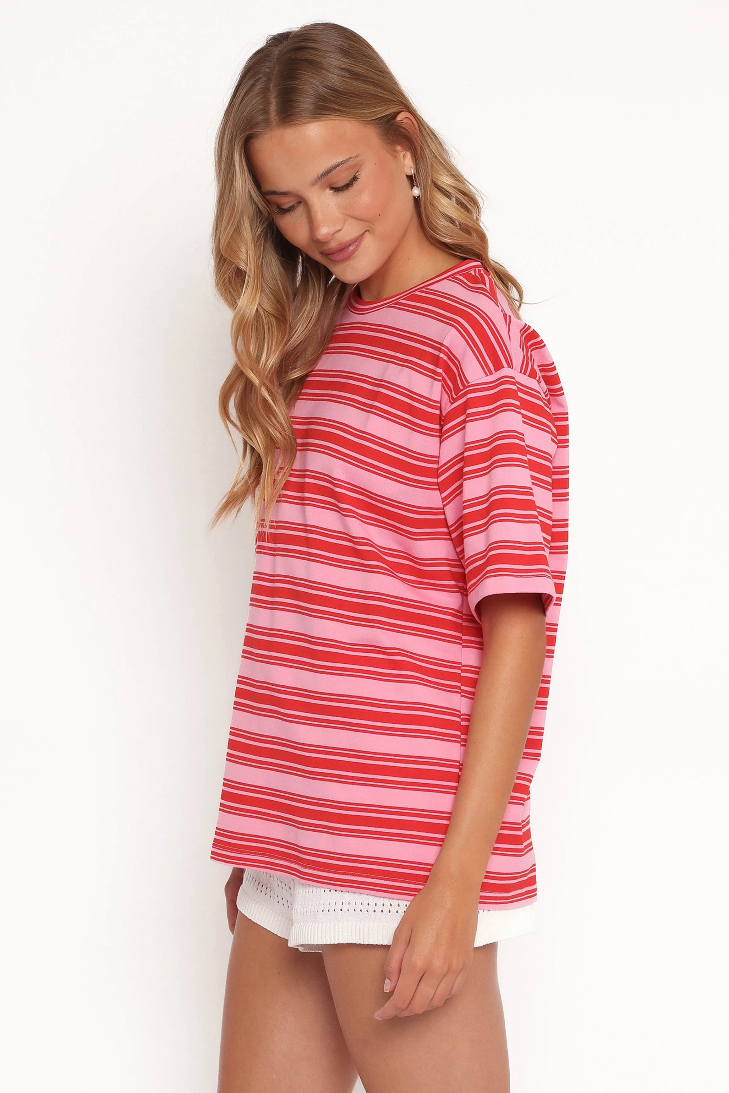 Recycled Fiber Blend Zestora Tee - Pink Red