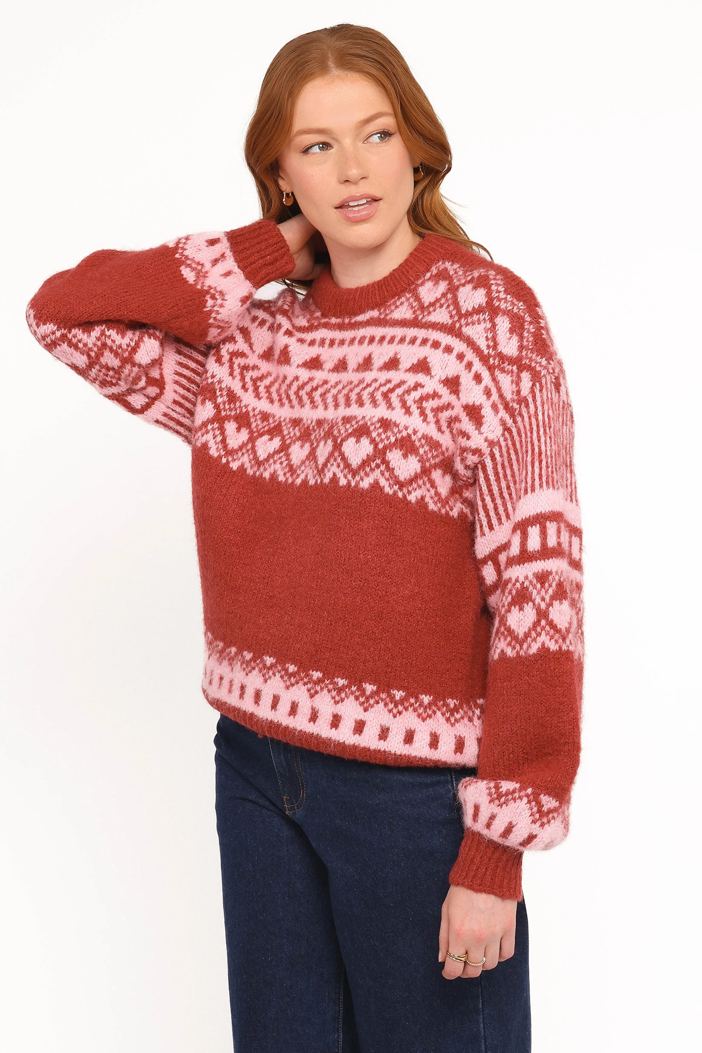 Zinnia Fairisle Knit Sweater - Red Light Cover