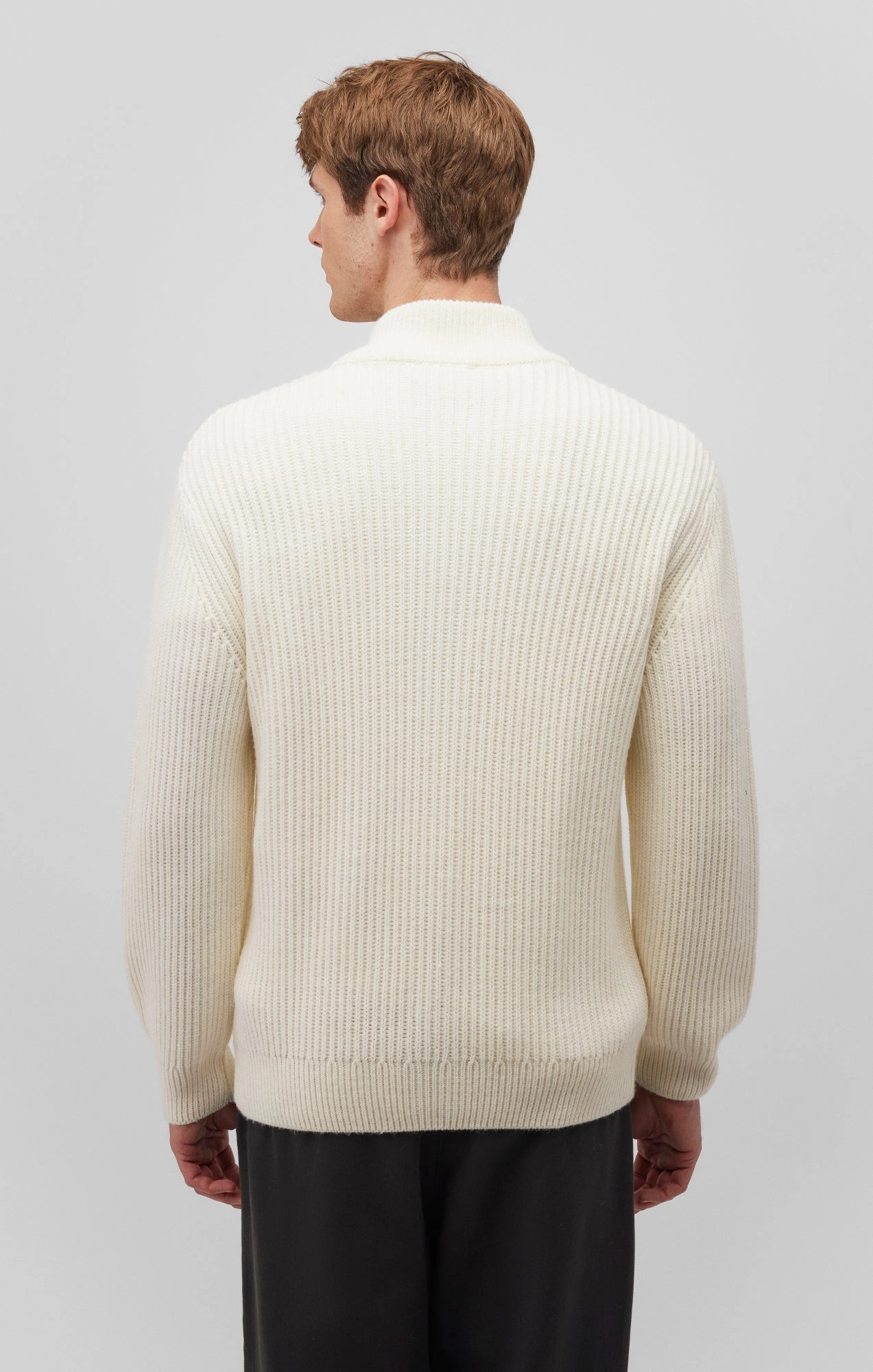 ZIP-UP CARDIGAN IN ALMOND MILK Articulated Elbows
